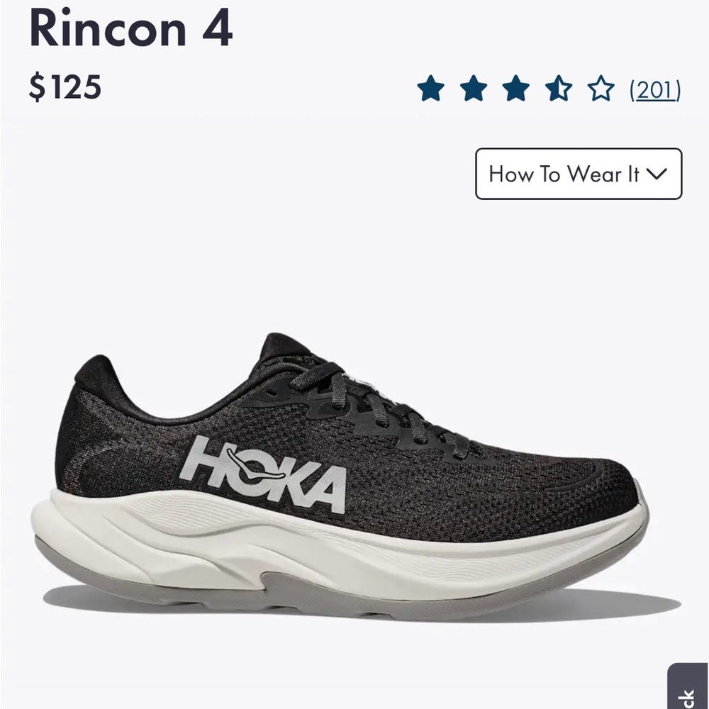 Hoka Rincon 4 Black and Gray Sneakers